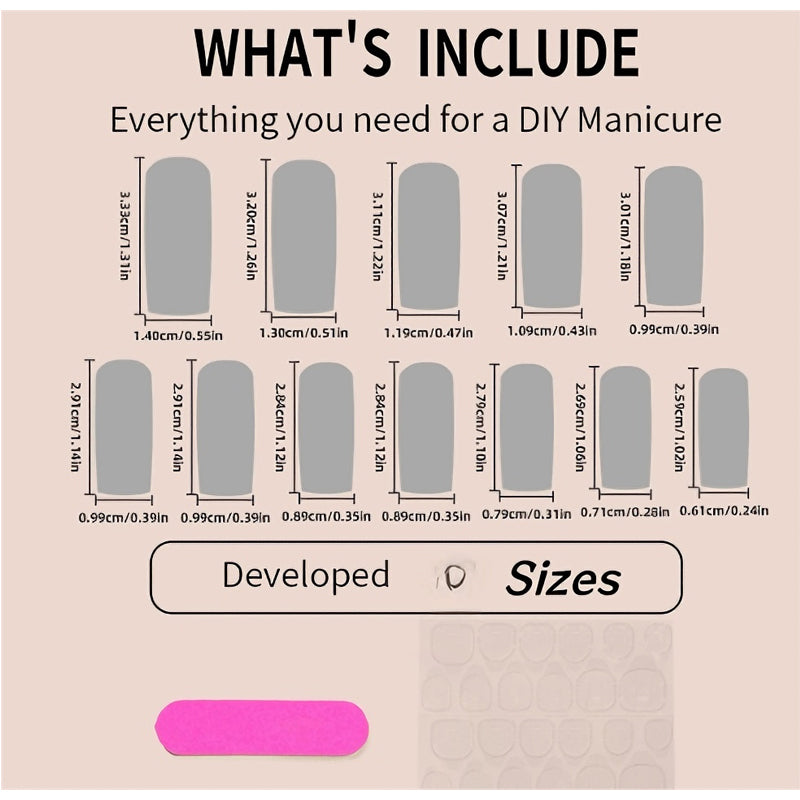 Skinlyx 24 PCS Pearl Love Star Nail Tips – Long Square False Nails