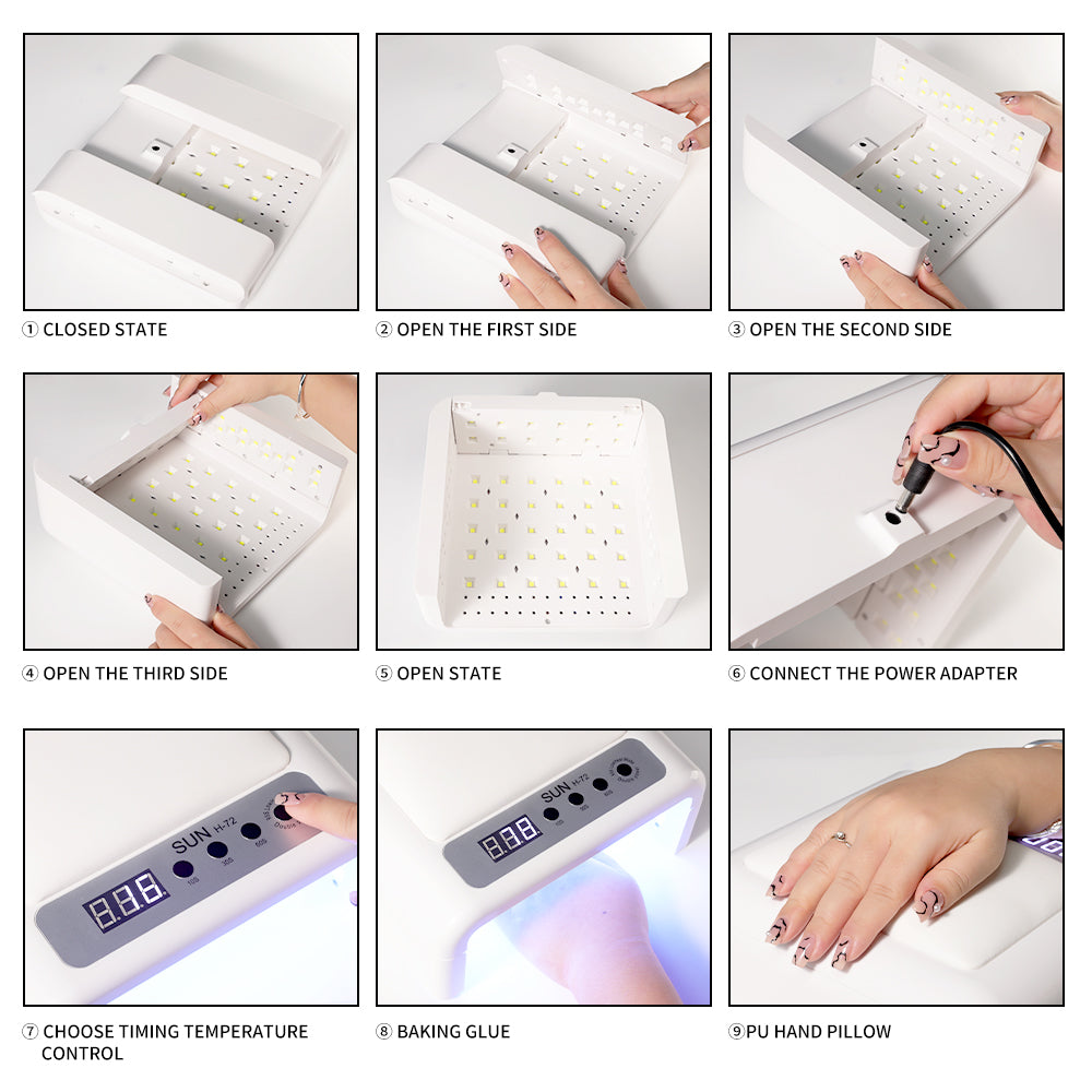 UV Led Nail Lamp For Gel Nail Polish Press On Nails Curing,  Large UV Nail Light Curing Nail Dryer With Nail Arm Rest For Nail Art Nail Technician Salon Use